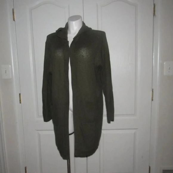 COCO & SHAY Hooded Open Front Cardigan Acrylic Green Sweater Size 3X - Picture 1 of 4